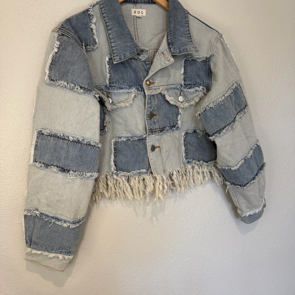 Pol Cropped Patchwork Denim Jacket - image 3